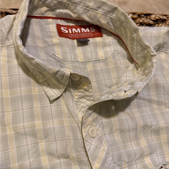 Simms Mens Performance Fishing Button-Down Shirt  Plaid Long Sleeve - Picture 2 of 5